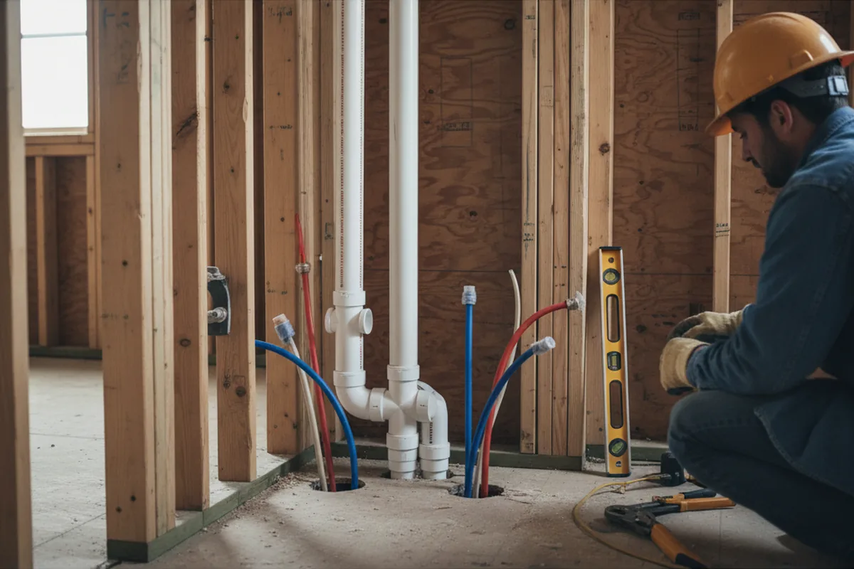Drain and supply rough-in during Drain Cleaning in Volant
