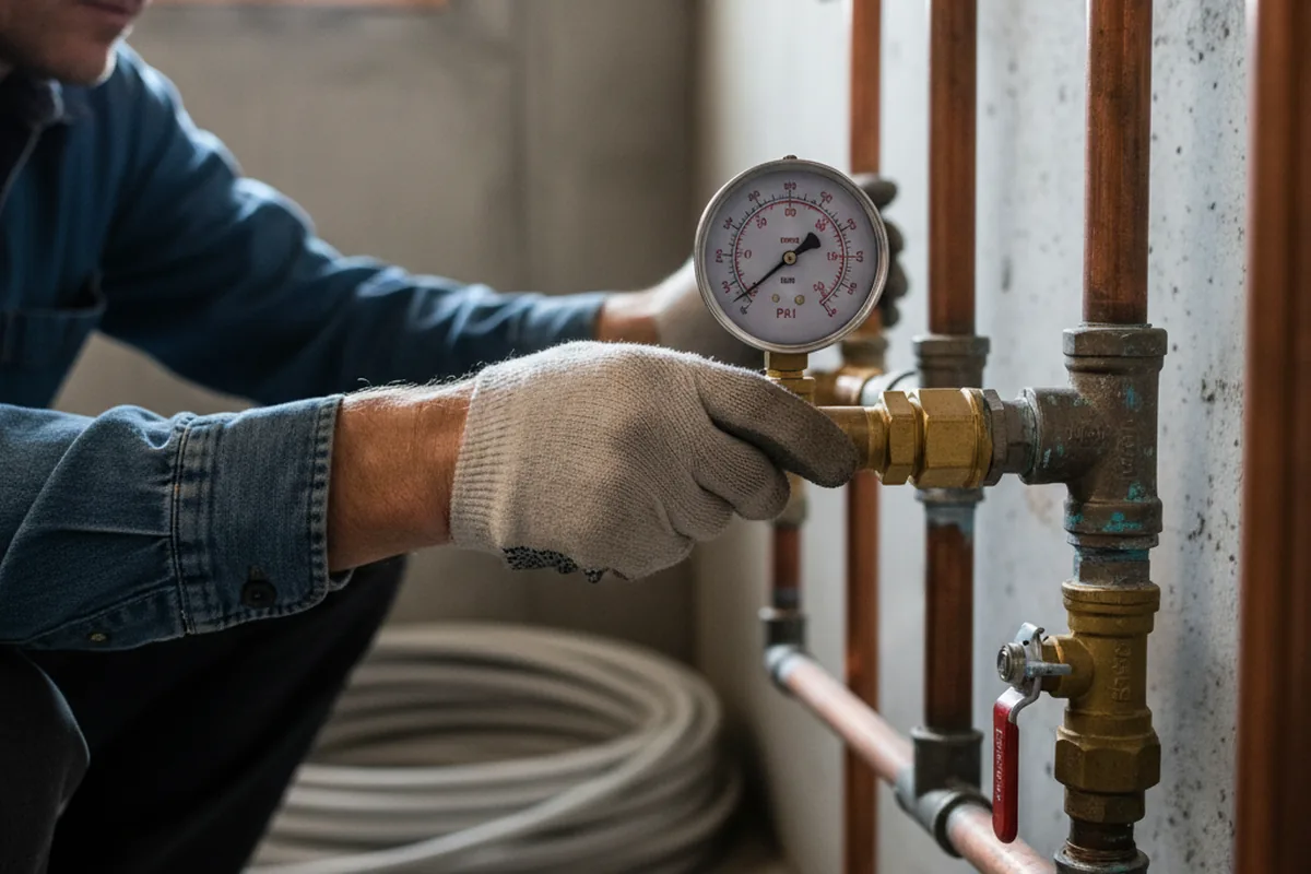 Pressure testing a repaired line during Water Line Repair in Volant
